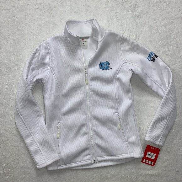 NWT UNC Chapel Hill Jacket Womens Medium White Zip Up Jacket Carolina Tar Hills - Picture 1 of 5